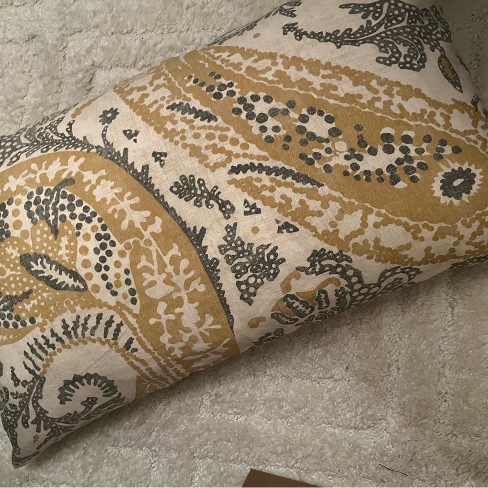 Pottery Barn Gold and Gray Paisley Pillow